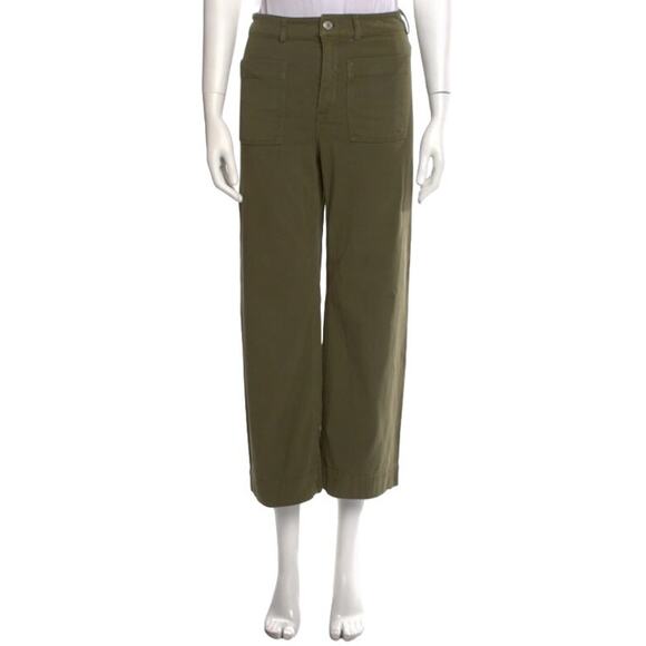 A.L.C. Wide Leg Cropped Pants High Rise Olive Green Women 10